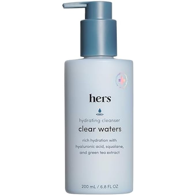HERS CLEAR WATERS HYDRATING CLEANSER - SQUALANE CLEANSER FACE WASH FOR ALL SKIN TYPES - CONTAINS HYALURONIC ACID, SQUALANE, AND GREEN TEA EXTRACT - 6.8 FL OZ - Image 1